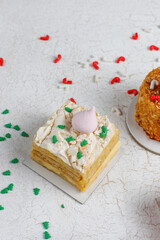 Delicious christmas dessert slices decorated with sprinkles.