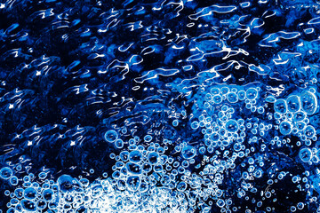Boiling water bubbles. Air bubble background. Fizzy water texture. Black water pattern. Dark wet background. - Powered by Adobe