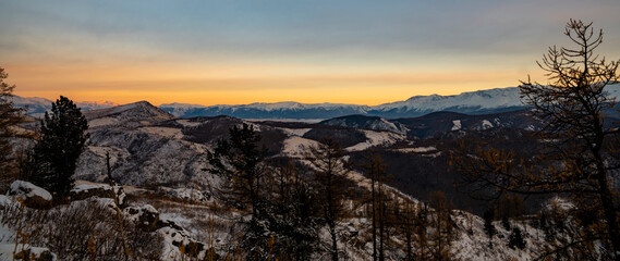 sunset in the mountains
