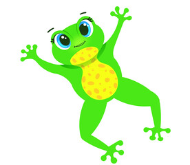 cute little jumping frog isolated on white background. Illustration of bright character