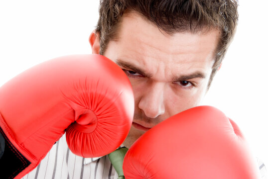 Gesch&auml;ftsmann mit Boxhandschuhen