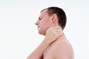 Fototapeta premium Mann mit Nackenschmerzen