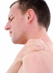 Obraz premium Mann mit Nackenschmerzen