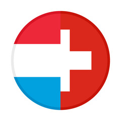 round icon with luxemburg and switzerland flags. vector illustration isolated on white background	