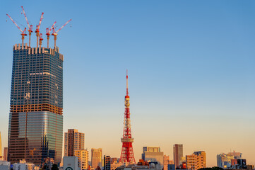 東京都港区六本木から見た夕方の東京の都市景観