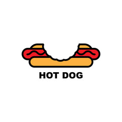 Bitten Hotdog logo design. vector illustration