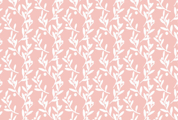 実のついた白い草木のピンク背景の壁紙