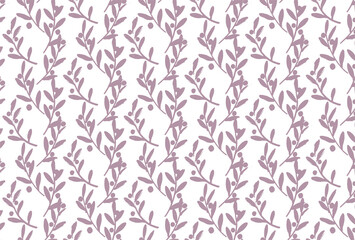 実のついた薄紫の草木の白背景の壁紙
