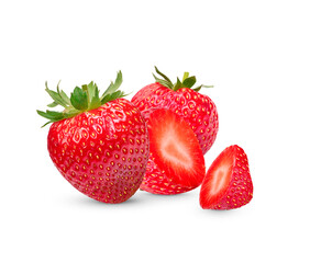 Fresh strawberries isolated on white background