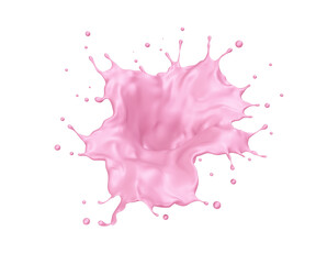 Pink Foundation liquid splash,3D rendering.