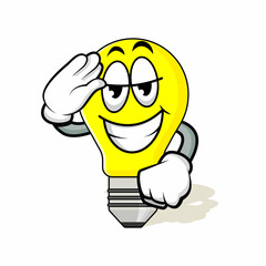 Isolated light bulb cartoon mascot evil laugh vector graphics