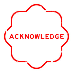 Grunge red acknowledge word rubber seal stamp on white background
