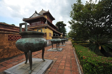 Nine Dynastic Urns in front of Hien Lam Pavilion in the Citadel, Imperial Palace of Hoang Thanh, Forbidden City, Hue