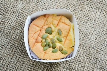 sweet cake on old fabric