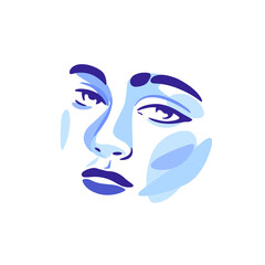 Contour illustration of woman face. Simple line illustration for beauty salons, cosmetics. 