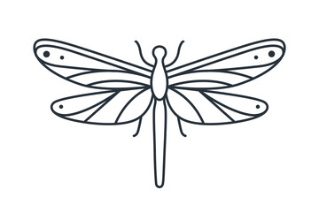 Contour geometric illustration of dragonfly. Simple contour vector illustration for emblem, badge, insignia.