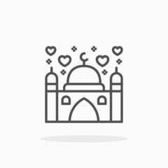 Mosque Wedding icon. Editable Stroke and pixel perfect. Outline style. Vector illustration. Enjoy this icon for your project.
