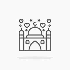 Mosque Wedding icon. Editable Stroke and pixel perfect. Outline style. Vector illustration. Enjoy this icon for your project.