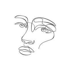 Woman face one line drawing. Simple line illustration for  beauty salons, cosmetics. 
