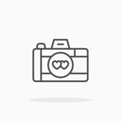 Camera wedding icon. Editable Stroke and pixel perfect. Outline style. Vector illustration. Enjoy this icon for your project.