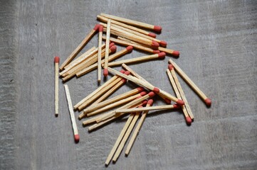 matches on wooden floor