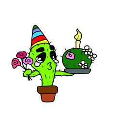 Vector children's design for backgrounds and fabrics, postcards.Cactus in a pot