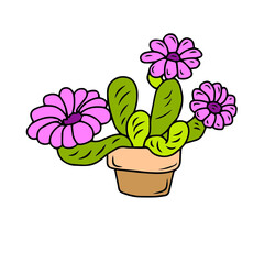 Vector children's design for backgrounds and fabrics, postcards.Cactus in a pot