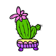 Vector children's design for backgrounds and fabrics, postcards.Cactus in a pot