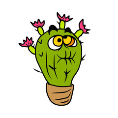 Vector children's design for backgrounds and fabrics, postcards.Funny cactus,potted plant,emotion