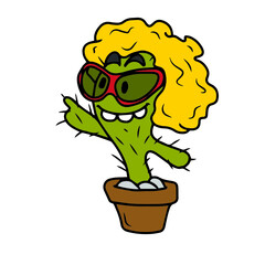 Vector children's design for backgrounds and fabrics, postcards.Funny cactus,potted plant,emotion