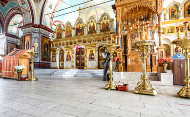 Interior of the Orthodox Cathedral of the Beheading of John the Baptist in Zaraysk, Russia