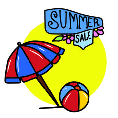 Vector children's design for backgrounds and fabrics, postcards, stickers. Summer vacation