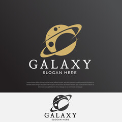 Glaciation logo design planet symbol gold galaxy design illustration template