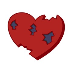 A red heart with wounds. A symbol of pain, sadness, separation.