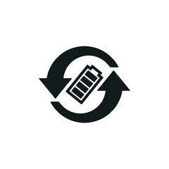 Recycling battery icon isolated of flat style design