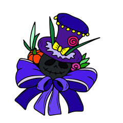 Vector children's design for backgrounds and fabrics, postcards.Funny Halloween party,pumpkin, ghost,skull,broom,bat