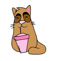 Vector children's design for fans and fabrics, postcards.Funny cat and different emotions