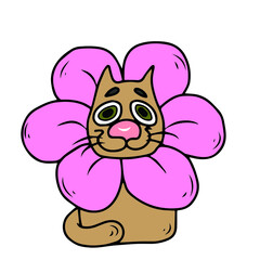 Vector children's design for fans and fabrics, postcards.Funny cat and different emotions