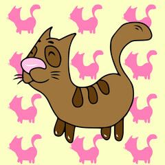 Vector children's design for fans and fabrics, postcards.Funny cat and different emotions
