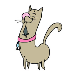 Vector children's design for fans and fabrics, postcards.Funny cat and different emotions