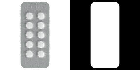3D rendering illustration of a circular pills in blister pack