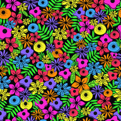 Fototapeta premium seamless pattern with flowers, colourful flower seamless pattern