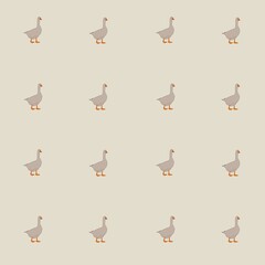 Seamless pattern with goose. Farm animal. Bird. Illustration. On beige background. Print, fabric, wallpaper.