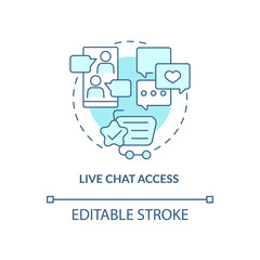 Live chat access blue concept icon. Paid subscription benefits abstract idea thin line illustration. Isolated outline drawing. Editable stroke. Roboto-Medium, Myriad Pro-Bold fonts used