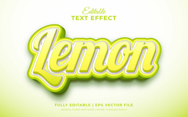 Editable 3d text effect fresh lemon template style