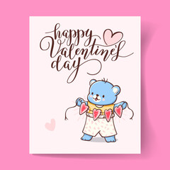 Valentine's Day card with a cute teddy bear