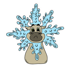 
Vector children's design for backgrounds and fabrics, postcards, stickers. Funny bull holiday New year,Christmas