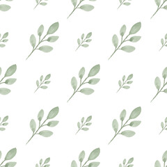 Watercolor leaf seamless pattern