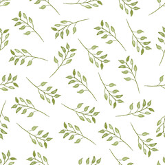 Watercolor leaf seamless pattern