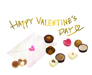 ハッピーバレンタイン　チョコレートのプレゼントのイラスト